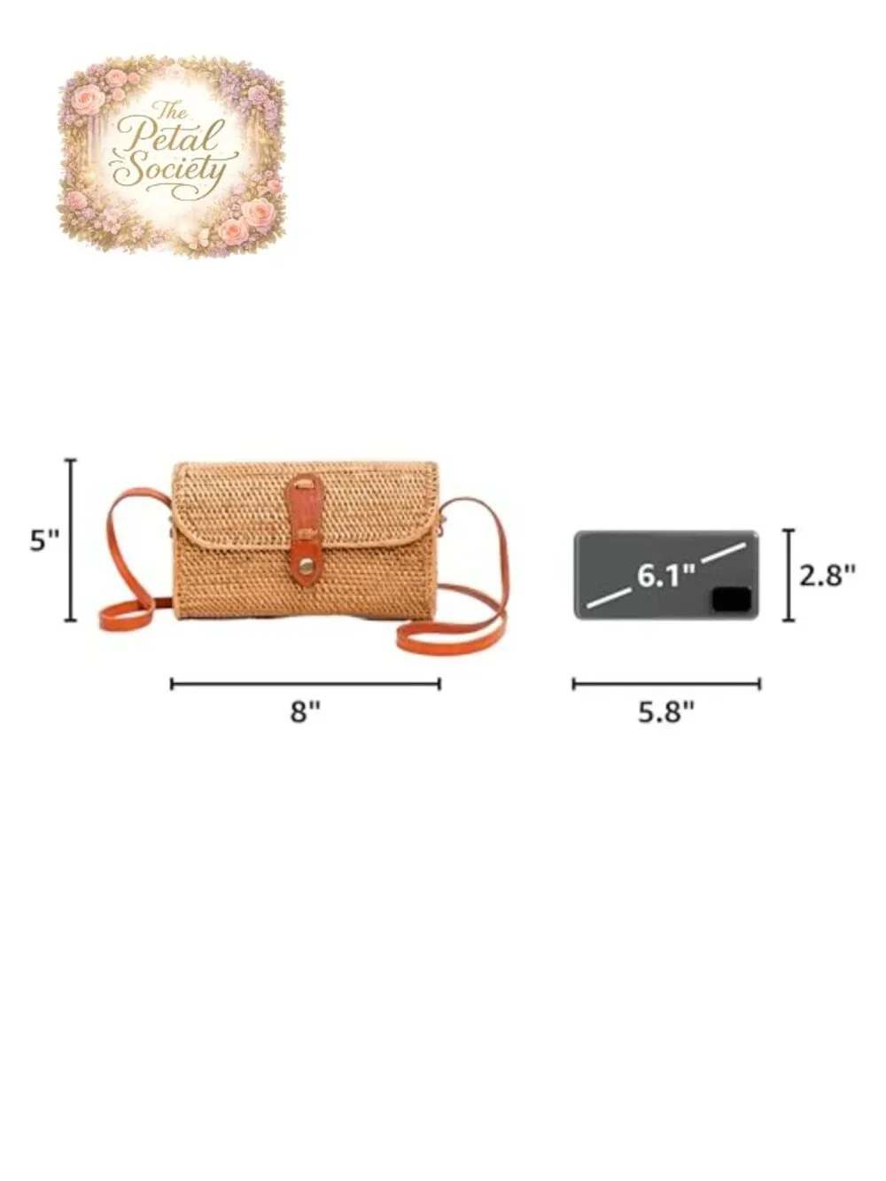Handmade Rattan Woven Crossbody Bag - Straw Boho Purse